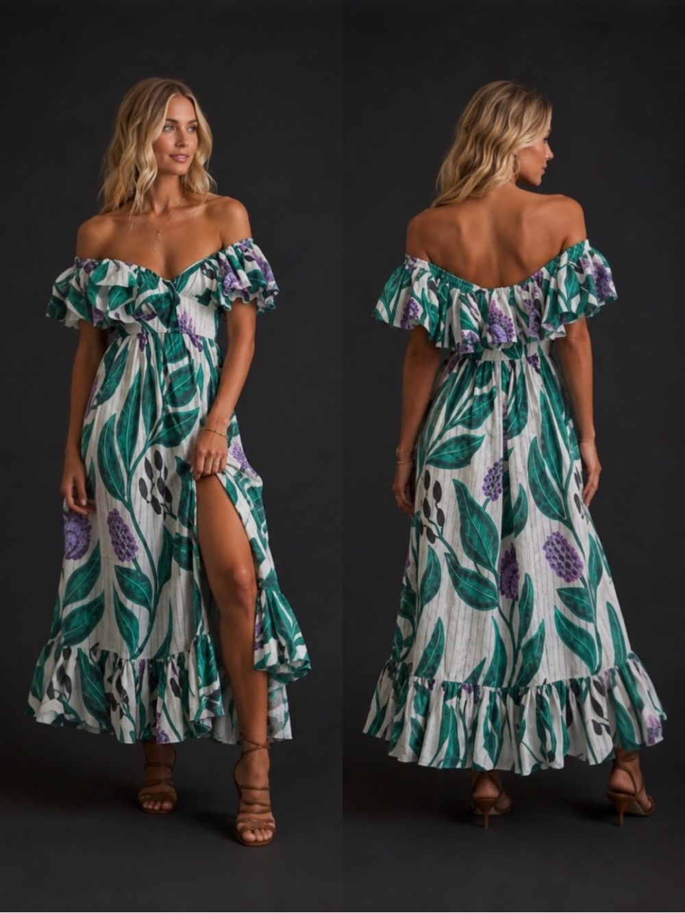 Anthropologie SIKA Off-The-Shoulder Printed Maxi Dress